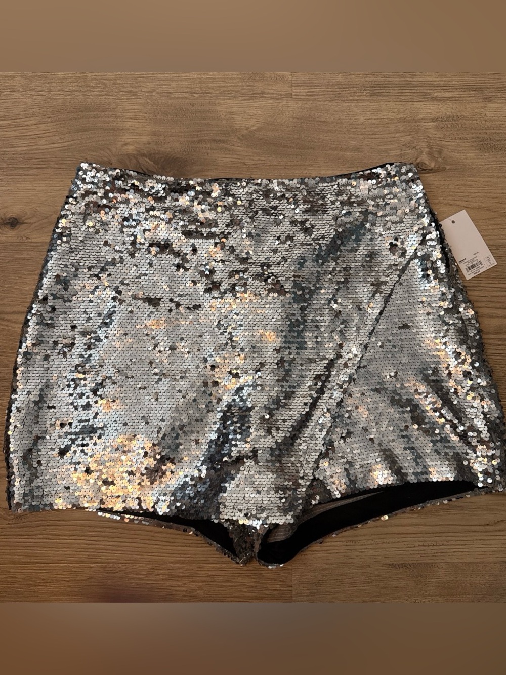 SO Silver Sequin High-Waist Party Shorts